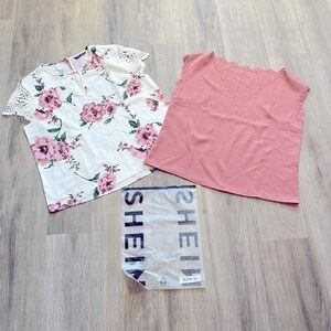 🛍️ 2/$12 
SHEIN size XL (12US) women’s pretty tops with lace detail. Both NWOT.